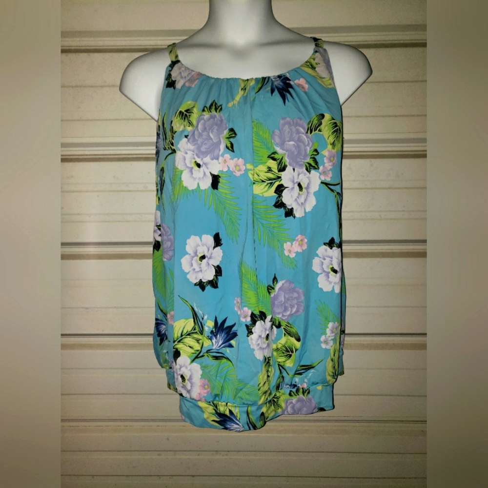 Plus Size 26 3x 4x Womens Tropical Floral Tankini Swimsuit top Lane Bryant